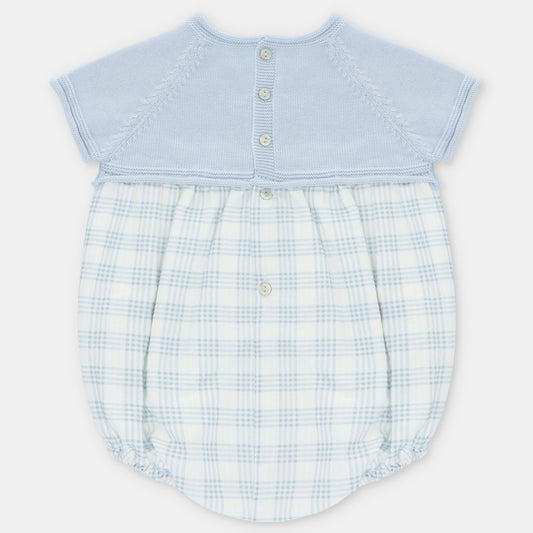 Pelele punto y tela cuadros niño