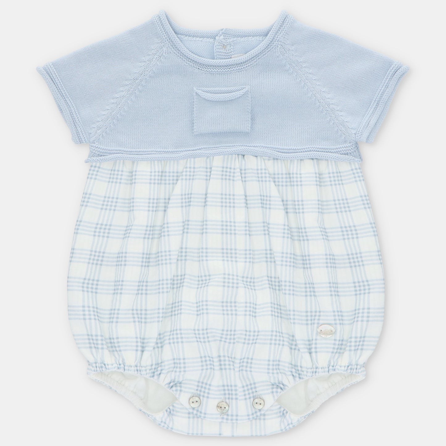 Pelele punto y tela cuadros niño