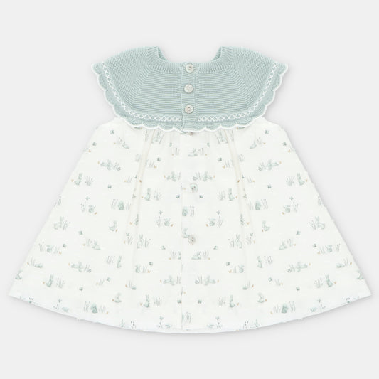 Vestido punto y tela