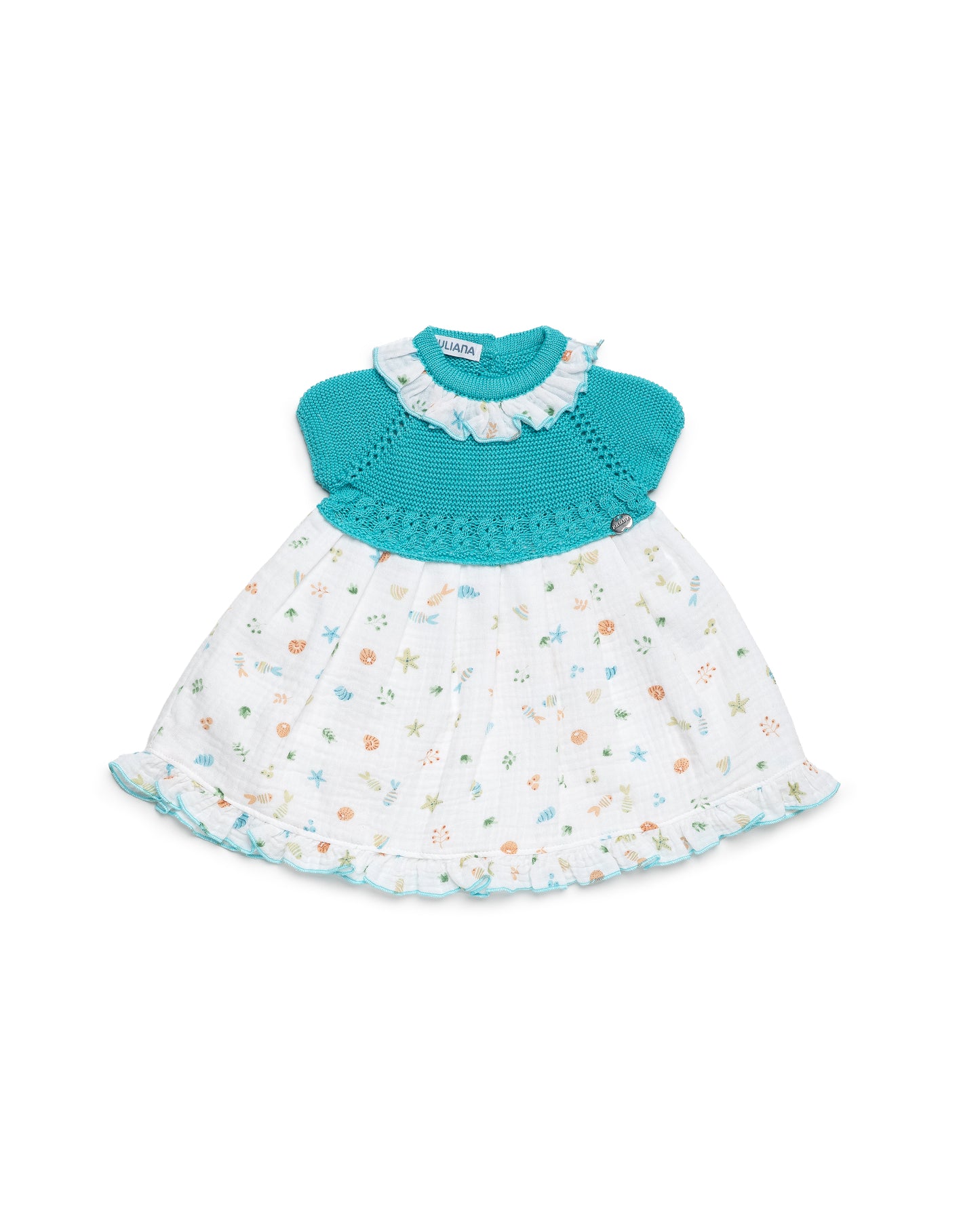 VESTIDO CUERPO DE PUNTO TELA MAR