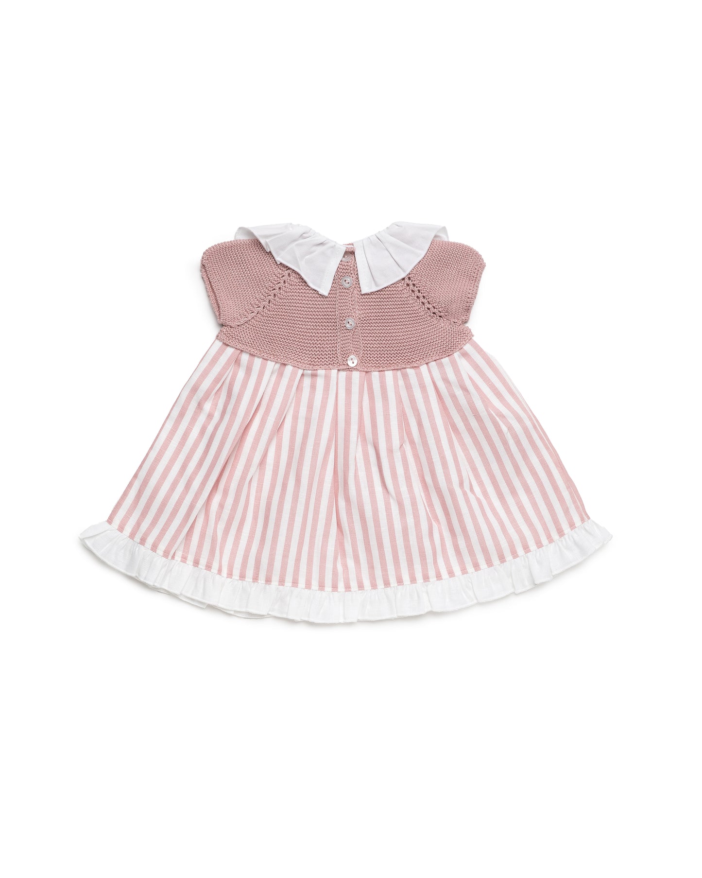 VESTIDO CUERPO DE PUNTO TELA RAYADA