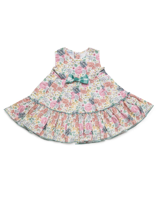 VESTIDO 2 VOLANTES FLORES CUADROS