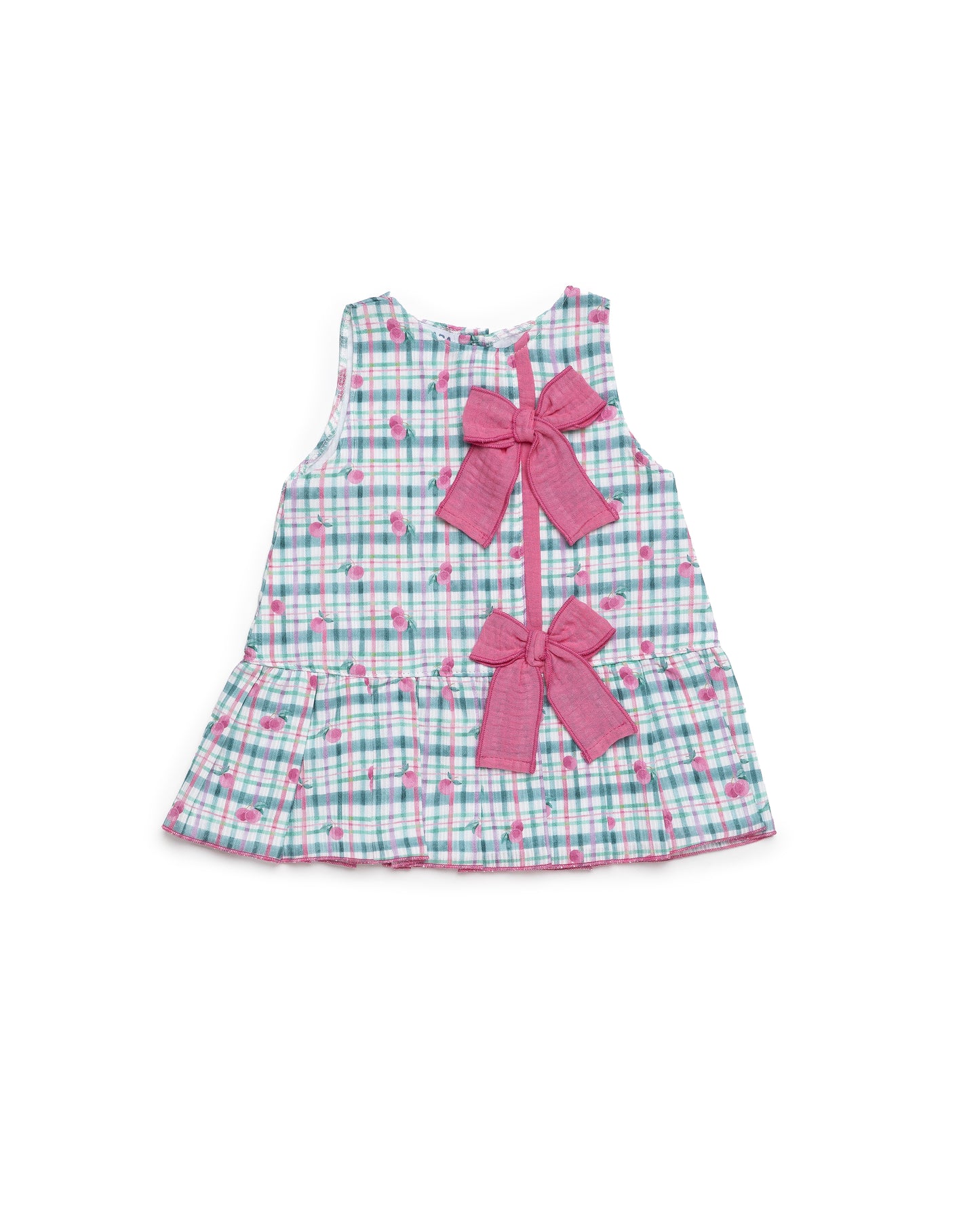 VESTIDO TALLE BAJO CUADROS LAZO