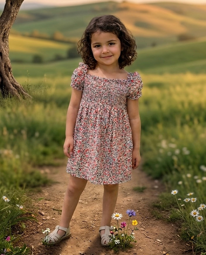 Vestido tela niña- C. Escarlata