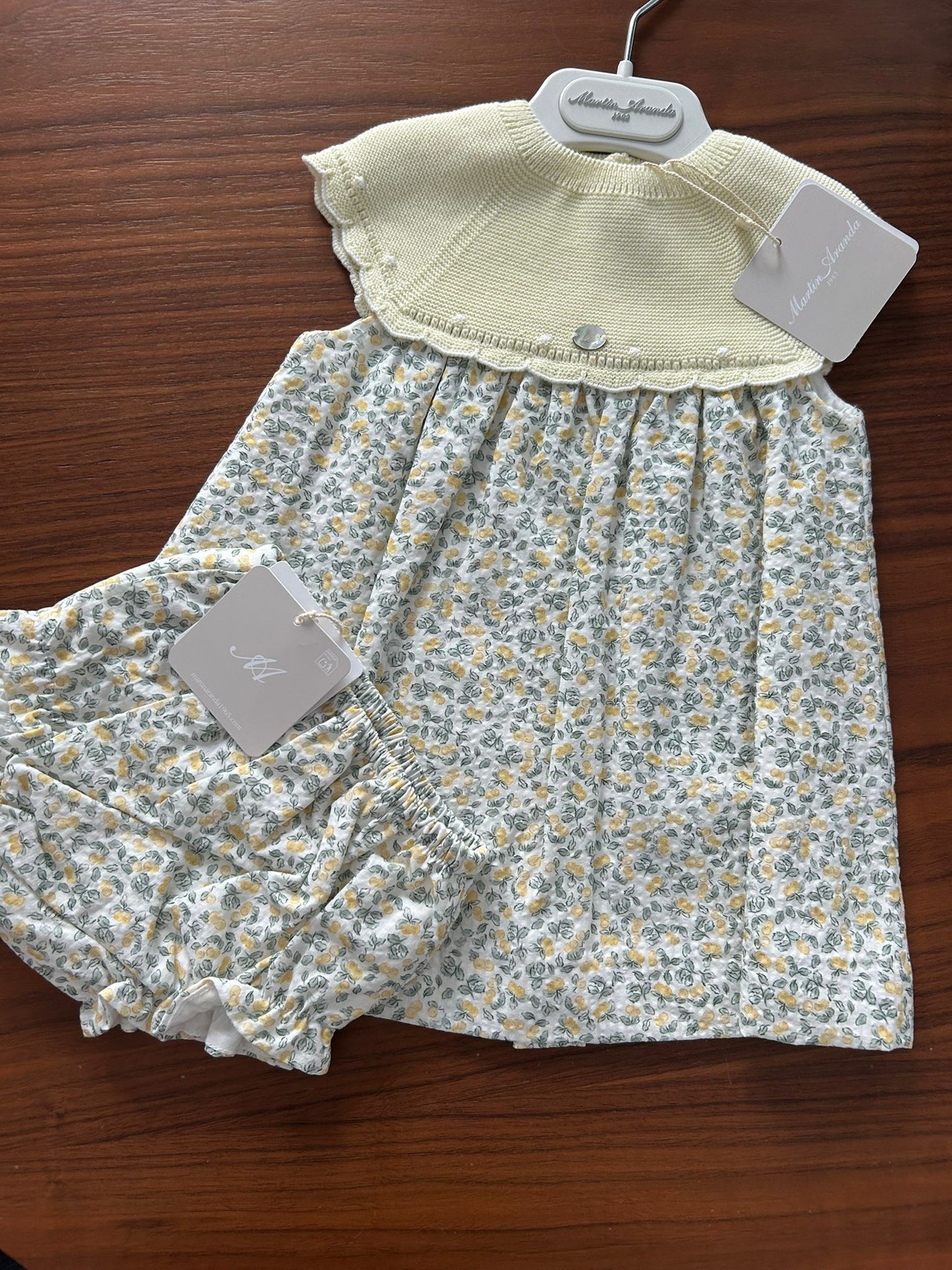 Vestido punto y tela niña con braguita